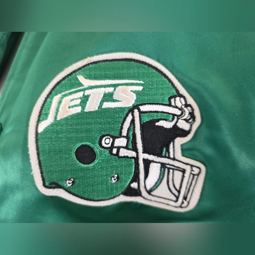 Vintage New York Jets Satin Varsity Jackets Mens L Chalk Line USA NFL - Picture 2 of 15